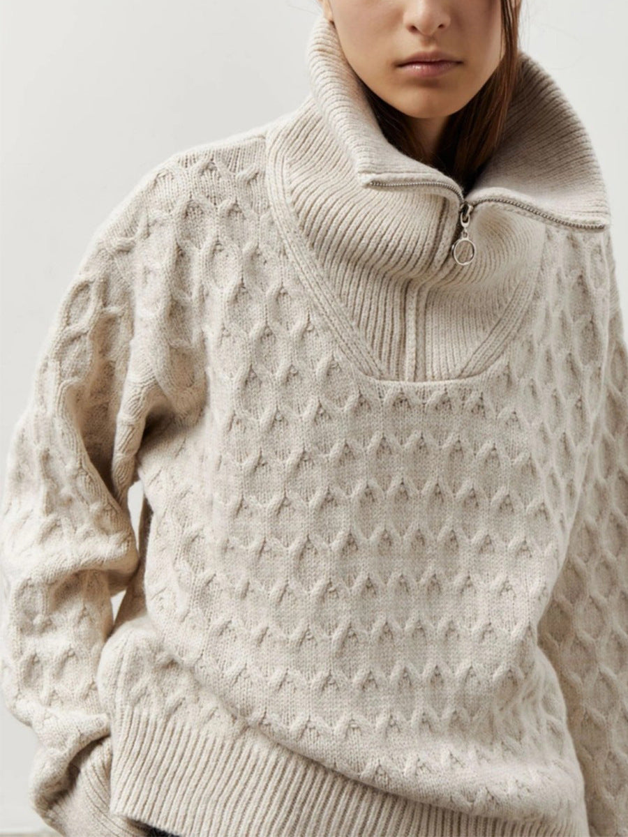 High-neck Zip Sweater