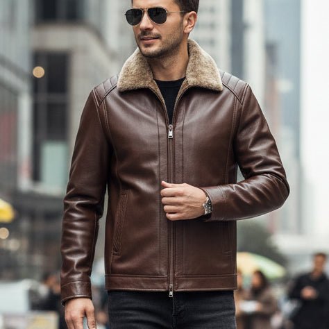 Fur - lined Leather Jacket - MTX