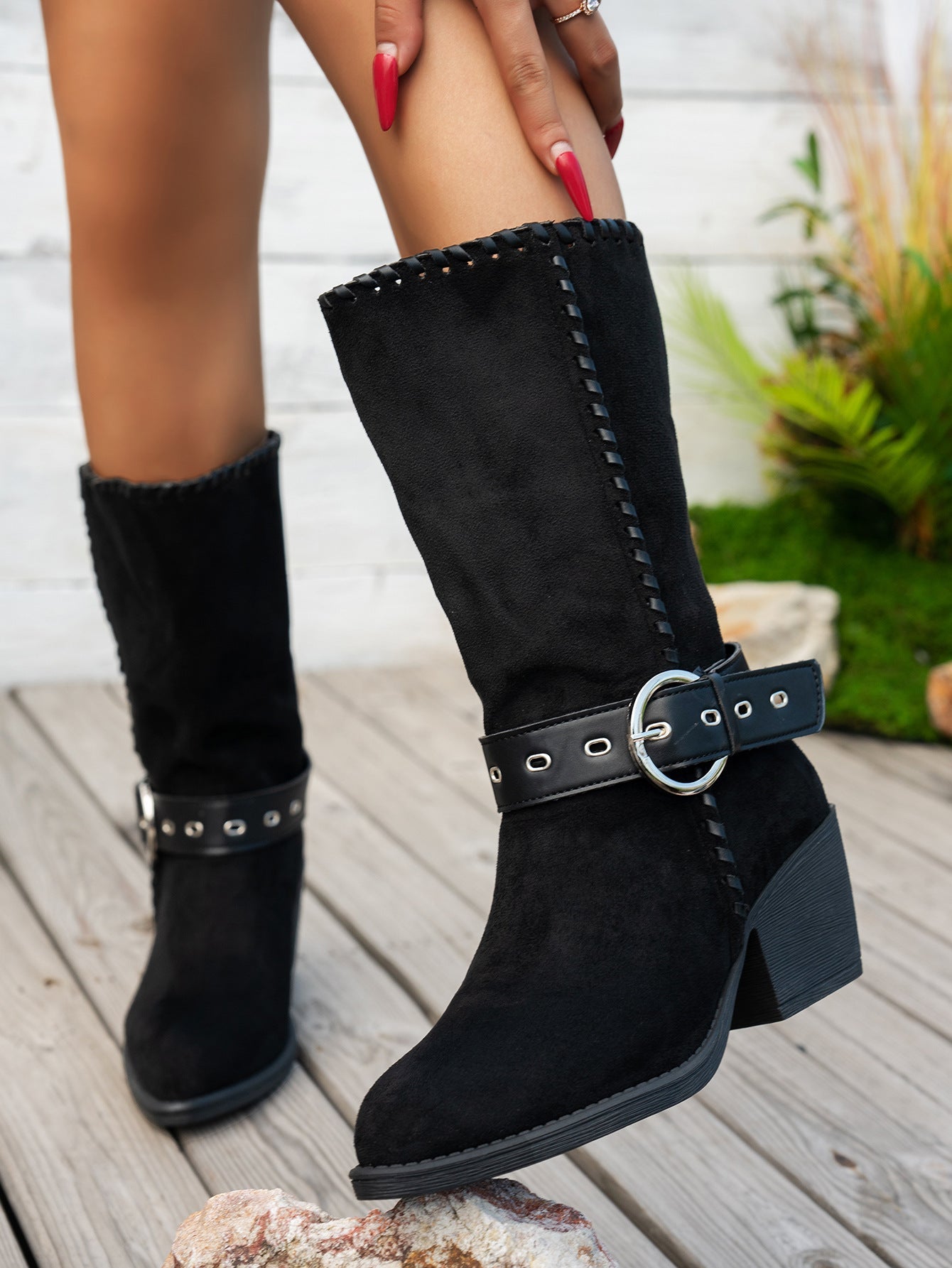 Mid - calf Suede Boots - MTX