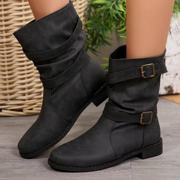 Round Toe Flat Boots - MTX