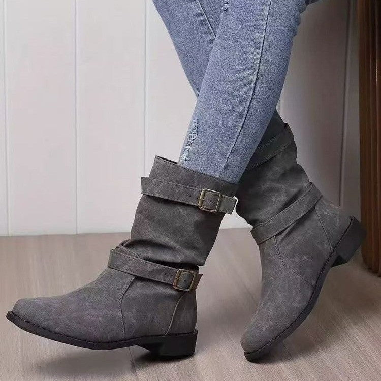 Round Toe Flat Boots - MTX