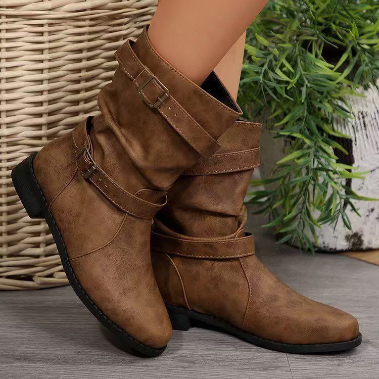Round Toe Flat Boots - MTX